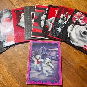 Vintage 1995 8 Coca-Cola Polar Bear Folders and Notebook